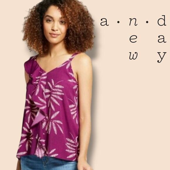 A New Day Women's Printed Asymmetrical Ruffle Tank Top Sleeveless Blouse - small - Picture 8 of 8